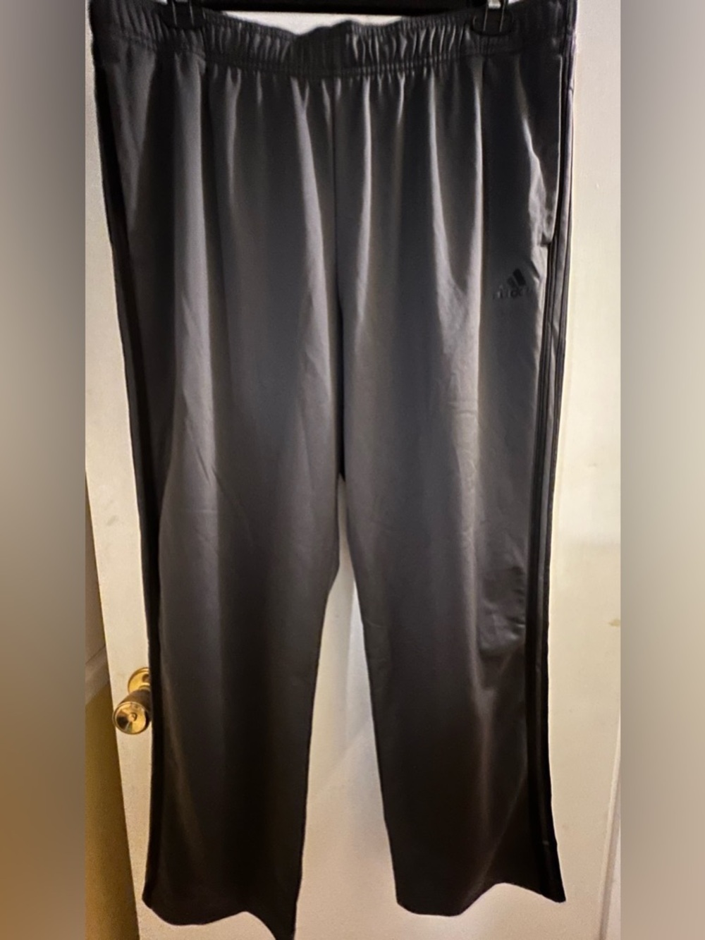 Adidas Men’s Dark Gray W/Black Stripes Jogger Wider Leg Pants, Sz XL